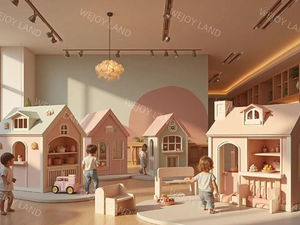 Berpura-pura kota anak-anak dalam ruangan tempat bermain peralatan Playhouse kayu kedai kopi rumah bermain peran zona permainan dalam ruangan - Product Image 3