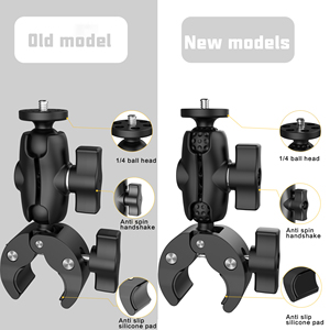 Caméra de sport améliorée <span class=keywords><strong>moto</strong></span> Rotation à 360 degrés Double rotule Clip fort avec <span class=keywords><strong>support</strong></span> adaptateur 1/4 ''pour Gorpro 13 12 11 - Product Image 3