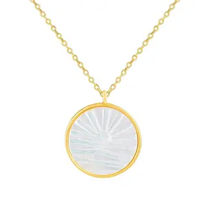 Gemnel new design 18k gold plated dainty 925 sterling silver mother of pearl jewelry sunshine necklace