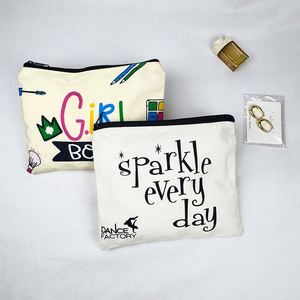 Manufacturer of Custom Logo Printing Canvas Zipper Travel Cosmetic Pencil <b>Case</b> Packing Pouch Natural Cotton Canvas <b>Makeup</b> Bag - Product Image 3