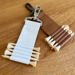 Multi-pack <b>golf</b> club pegs in stock, leather belt loop keychain TEE storage bag, PU leather, simple <b>golf</b> club peg cover. - Product Image 4