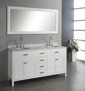 Modern 72 inç çift lavabo zemin ayakta beyaz boyama su geçirmez geleneksel banyo mobilyaları