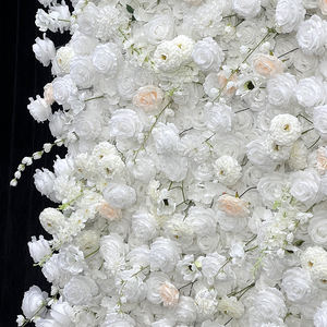 Mur de fleurs artificielles en soie blanche fait main, écologique, personnalisable, 8 x 8 pieds, pour les décorations de mariage et d'anniversaire - Product Image 2