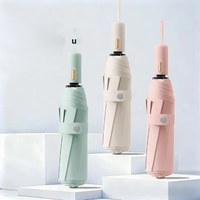 Parapluie pliable moderne à trois plis semi-automatique à double renfort en os, résistant au vent, en nylon 190T, revêtement noir, cadeaux d'affaires