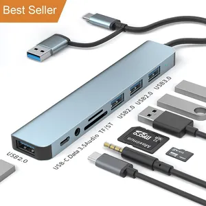 7 8 في 1 2 منافذ توسيع المواقع متعددة المواقع USB C محطة توصيل محور محول OTG فاصل نوع C 3.0 USB2.0 محور البيانات للكمبيوتر