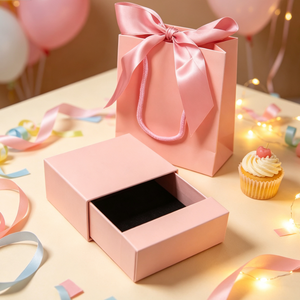 Boîte cadeau de luxe pour bijoux avec ruban et sac cadeau en papier, ensemble d'emballage élégant pour mariage, anniversaire, cadeau de bijoux - Product Image 3