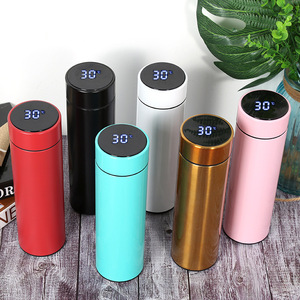QIXIACustom Logo Classic Smart LED Temperature Display Leak-Proof <b>Double</b> <b>Wall</b> Vacuum Stainless Steel Water Bottle 500ML Tumblers - Product Image 6