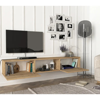 Kabinet Penyimpanan TV Mode Modern Kayu Berdiri Dinding Pabrikan untuk Kabinet Pajangan Ruang Tamu