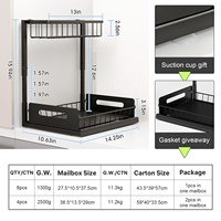 Organisateur sous évier à tiroir coulissant, étagère de rangement métallique à 2 niveaux, support pour accessoires de cuisine et produits de nettoyage