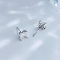 Orecchini a lobo da donna con diamanti da laboratorio, in oro bianco 18K, a stella, minimalisti, alla moda, con diamanti coltivati in laboratorio, gioielli di alta qualità