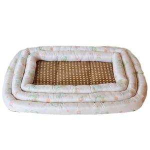 Katı desen lüks kare Rattan yatak kediler köpekler için yaz soğutma keten evcil hayvan battaniyesi ipek PVC baskılı bez yatak <span class=keywords><strong>Mat</strong></span> - Product Image 5