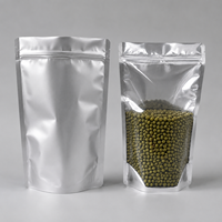 Kantong Doypack Ziplock Food Grade Berbahan Aluminium Foil Perak dengan Cetak Kustom Grosir, Bagian Depan Transparan, untuk Irisan Jeruk Kering, Model Stand Up Pouch