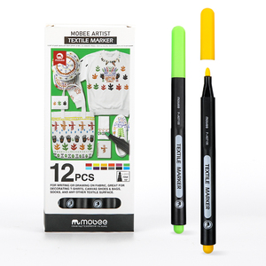 P-A07100 Mobee 12 pcs/set <span class=keywords><strong>Stylo</strong></span> <span class=keywords><strong>marqueur</strong></span> <span class=keywords><strong>pour</strong></span> tissu de haute qualité <span class=keywords><strong>pour</strong></span> le bricolage Céramique Art Designs personnalisés Set de marqueurs <span class=keywords><strong>pour</strong></span> tissu - Product Image 1