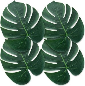 Grand dessous-<span class=keywords><strong>de</strong></span>-plat tropical en feuilles <span class=keywords><strong>de</strong></span> palmier artificielles vertes, décoration <span class=keywords><strong>de</strong></span> <span class=keywords><strong>table</strong></span> pour fête hawaïenne, décoration sur le thème <span class=keywords><strong>de</strong></span> la plage - Product Image 1