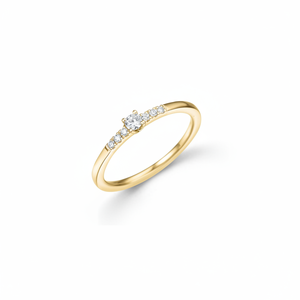 14K Yellow Real Round Diamond Classic Prong Set Engagement <b>Ring</b> 0.10TCW SI/GH Color Daily Wear Accessory - Product Image 2