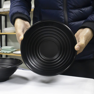 Bols en mélamine de Style <span class=keywords><strong>japonais</strong></span> givré en plastique noir de haute qualité de 7.5/8/8 pouces Technique personnalisée bol de nouilles Ramen - Product Image 3