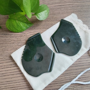 GUA SHA-mascarilla FACIAL de JADE de nefrita verde, herramienta de <span class=keywords><strong>Intro</strong></span> Gua Sha de alta calidad, Jade de nefrita, herramienta de terapia de belleza - Product Image 4