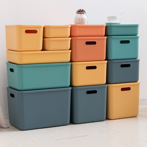 Xjh thiết kế hiện đại PP nhựa lưu trữ Thùng hình chữ nhật ép phun Máy tính để bàn lưu trữ hộp nắp nhà máy bán buôn Stackable cubby - Product Image 3