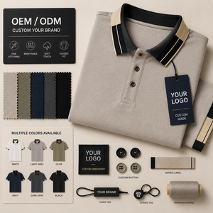 เสื้อโปโลแขนสั้นผู้ชาย คอปกตัดสี ปักโลโก้ตามสั่ง รับผลิตแบบ OEM ODM ผู้ผลิตและจำหน่าย - Product Image 3