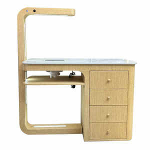 Nail Salon Furniture Modern Nail Salon <strong>Chair</strong> and Desk Luxury White Nail Table with Lamp - Product Image 5