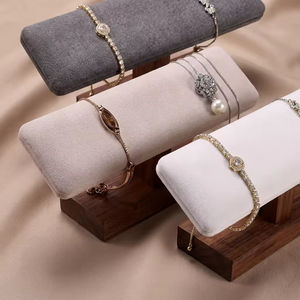 Bracelet Display Stand <b>Wood</b> Velvet Bracelet and <b>Watch</b> Display Shelves with Storage for Jewelry Stores - Product Image 5