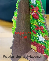LS New 5D Christmas Tree Diamond Painting Single Side Poplar Density Board Wooden Ornament Classic Creative DIY Diamond Dot