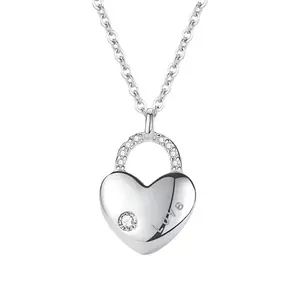 Zhefan Custom New Trendy 925 Sterling Silver 18k Gold Heart Lock Pendant Necklace