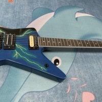 Factory Custom Dimedean Mahogany Solid Wood 6-String HH Pickups Glossy Finish Blue Lightning Darrel Electric Guitar Foam Case