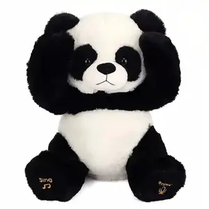 Eletrônico pelúcia panda urso pelúcia urso aniversário canção boneca bonito crianças brinquedos presente aniversário