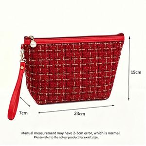 Trousse de Toilette Hexagonale Portable de Luxe en Tissu Recyclé avec Fermeture Éclair et Motif Écossais, Idéale pour les Voyages – Vente en Gros - Product Image 3