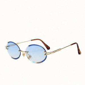2019 Hot Selling Luxury Diamond Cut Rimless <b>Sunglasses</b> for Women UV400 Gradient Round <b>Sunglasses</b> - Product Image 5
