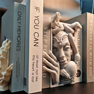 3D Printed Modern Medusa Style Resin Sculpture <b>Bookend</b> with Human Face and Snake Design for Birthday Home Study Desktop Ornament - Product Image 5