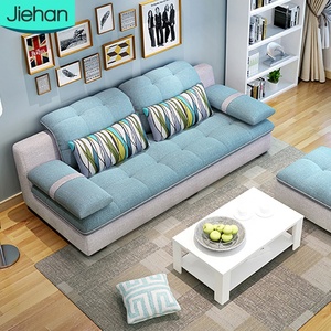 Sofá Seccional de tela moderna para el hogar, conjunto de muebles para el hogar, 3 plazas, color azul - Product Image 1