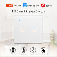 Interrupteur mural tactile intelligent Zigbee 3.0 monophasé 10A avec panneau en verre trempé blanc, gris, or, noir, compatible UK/EU, neutre, pour éclairage intelligent
