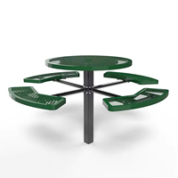 Ensemble table et bancs de pique-nique modernes en métal épaissi, de type encastré, pour 4 personnes, résistant aux intempéries, idéal pour les cours et les hôtels
