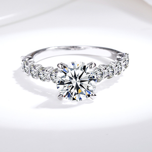 Anillo de moissanita de Plata de Ley 925 de 2 quilates, joyería de diamantes de cuatro puntas, anillo de bodas de amor para siempre para mujer - Product Image 1
