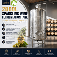 Cuve de fermentation sous pression Charmat en acier inoxydable 2KL pour vin mousseux, avec enveloppe de refroidissement, pour vignobles commerciaux