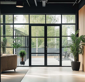 Puerta Francesa de Acero con Doble Acristalamiento para Entrada Principal Exterior, Perfil de Aislamiento Térmico de 61*81 Pulgadas, Precio de Fábrica WLS - Product Image 1