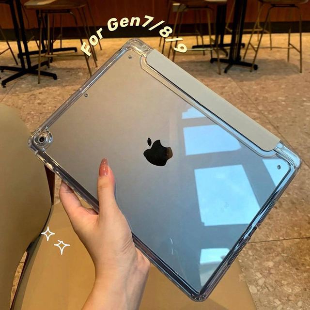 Slim Higher-Quality Tablet Case iPad 9th/8th/7th Generation 2022/2020/2019 10.2'' Clear Hard PC Cover Pencil Holder Stand