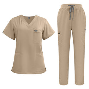 Ensemble de gommage d'allaitement personnalisé pour femmes haut à col en V et pantalon de jogging élégant uniforme médical évacuant l'humidité pour le personnel hospitalier - Product Image 6