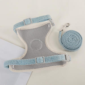 Rompi Harness dada modis untuk anjing kucing kecil hewan peliharaan tali luar ruangan pola Solid terbuat dari tali katun Linen poliester - Product Image 4