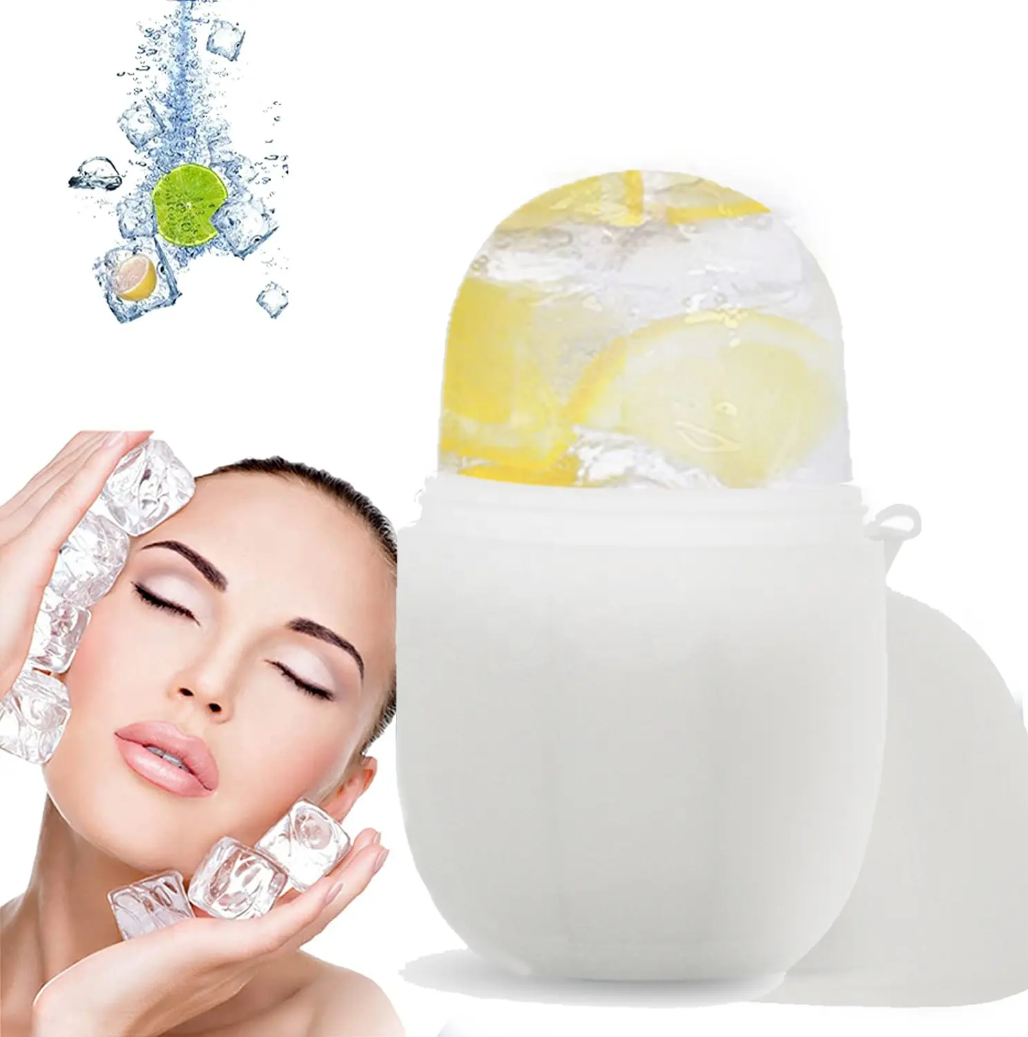 Ice Face Cubes Silicona Piel Refrigeración Cuidado de la piel facial Reutilizable Freeze Ice Roller para la cara