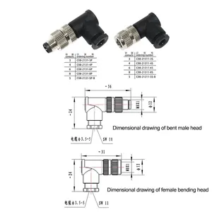 Circular Waterproof M5 M12 Sensor Connector M8 Female PCB Connector 3-pin 2-pin M8 Circular Metric Connector 3-pin M8