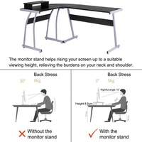 Bureau d'ordinateur extensible en forme de L pour la maison et le bureau, avec plateau en mélamine et structure métallique - Idéal pour le gaming et l'étude