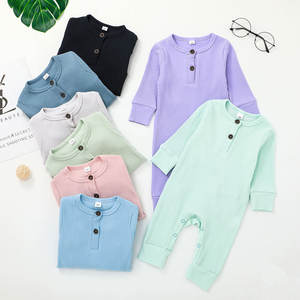 1 pièce Combinaison bébé côtelée en coton à manches longues pour garçons et filles, personnalisable avec logo - Product Image 4