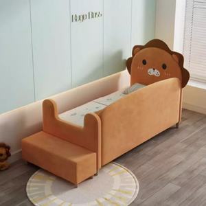 Letto singolo moderno in legno JINS Little Lion per bambini, con protezione laterale e sponda di sicurezza, per uso in camera da letto. - Product Image 3