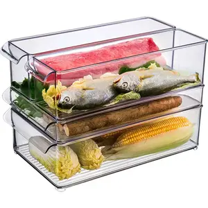 Custoze all'ingrosso scatola impilabile set di frutta e verdura scatole di conservazione fredda trasparente contenitori in plastica per frigo