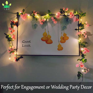 造花ストリングライトローズつるフローラルガーランドライト付きシルクつる結婚披露宴ガーデンホームテーブル壁の装飾 - Product Image 5