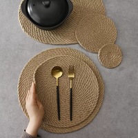 Farbenfrohe Gewebte Leinen-Untersetzer und Tischsets Set Hitzebeständig Waschbar Modernes Design für Getränke Teller Heiße Töpfe