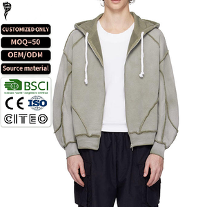 Hoodie zippé à coutures apparentes et dégradées, personnalisable, à panneaux, très demandé - Product Image 1